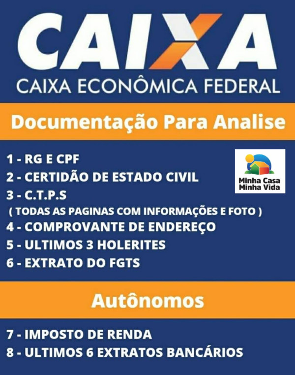 mande esses documento para financiar seu imovel
